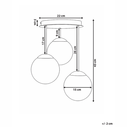 3 Light Black Metal Ball Ceiling Lamp Modern Style