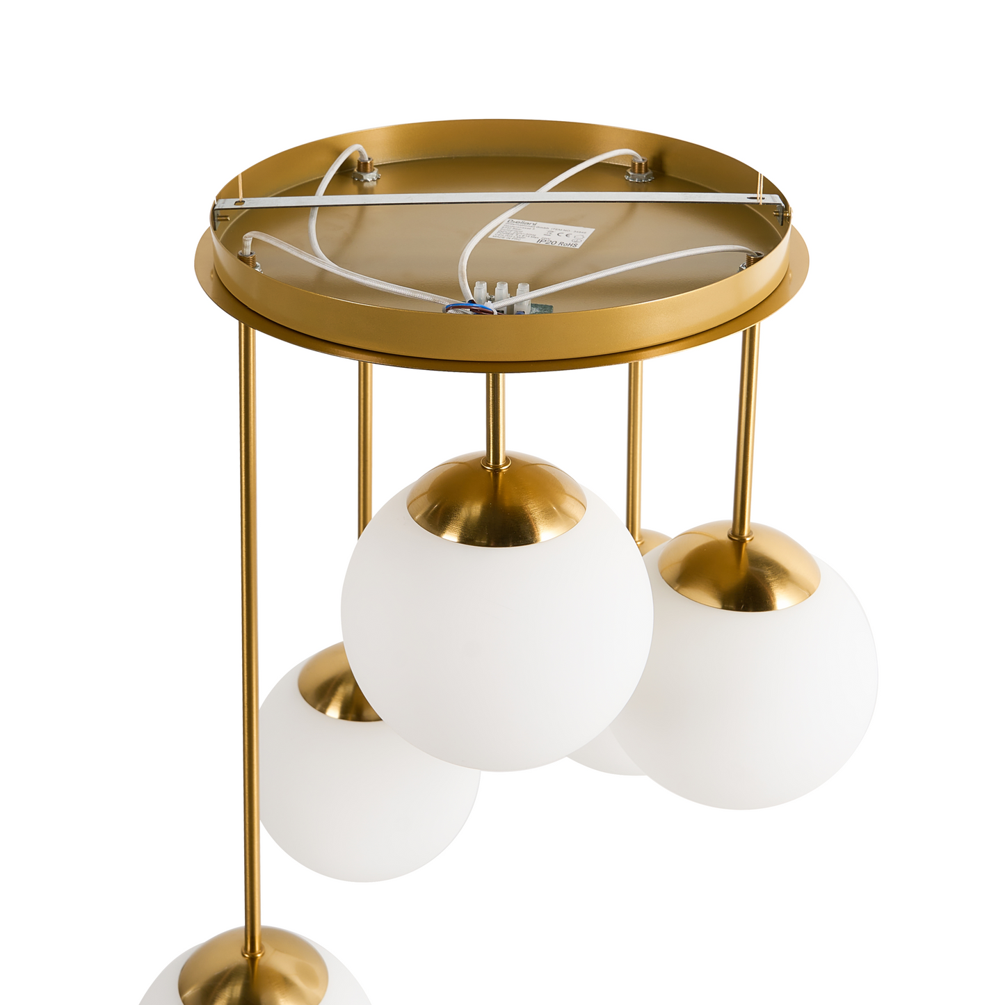 Five-Light Brass Ball Ceiling Lamp Modern Minimalist Fixture For Living Room