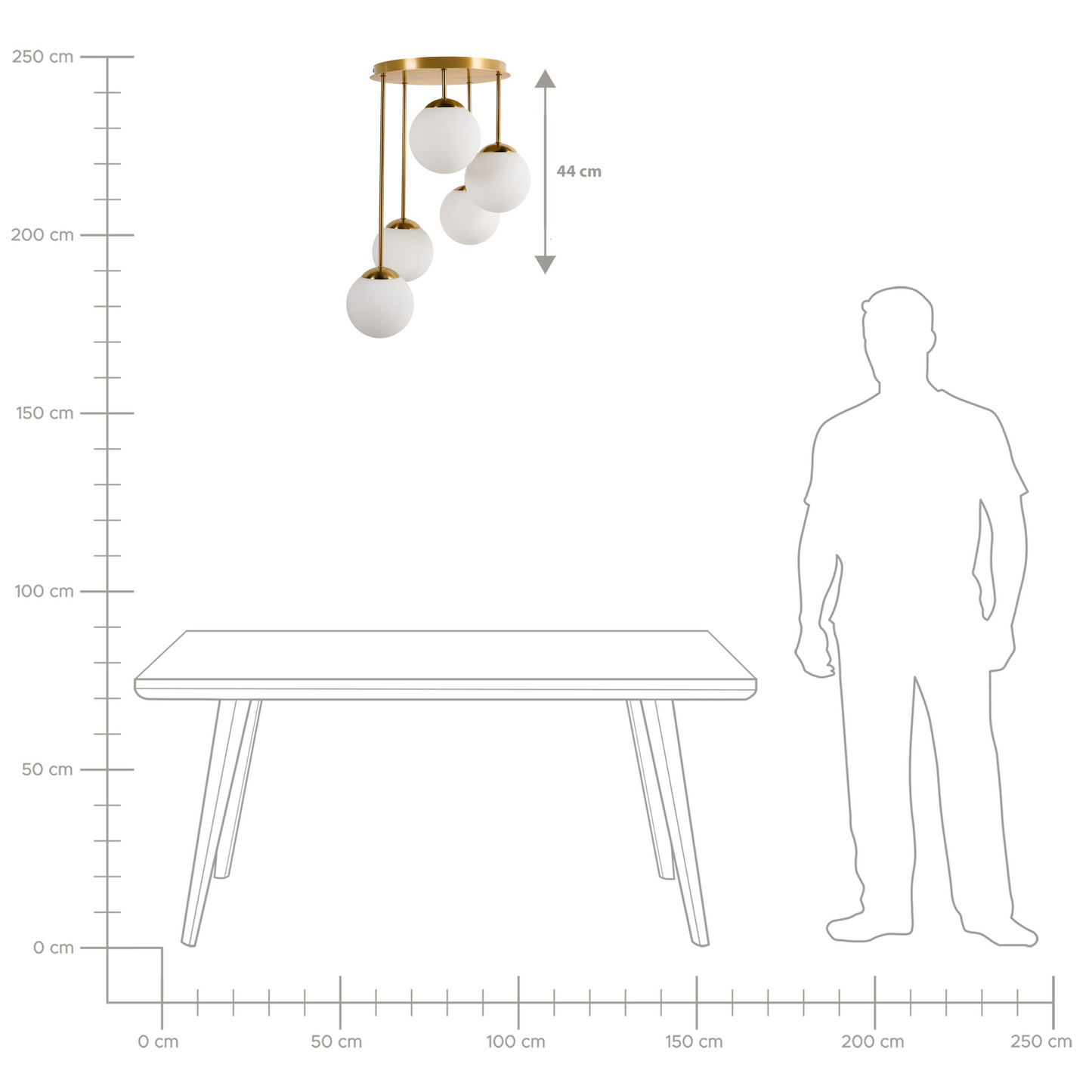 Five-Light Brass Ball Ceiling Lamp Modern Minimalist Fixture For Living Room
