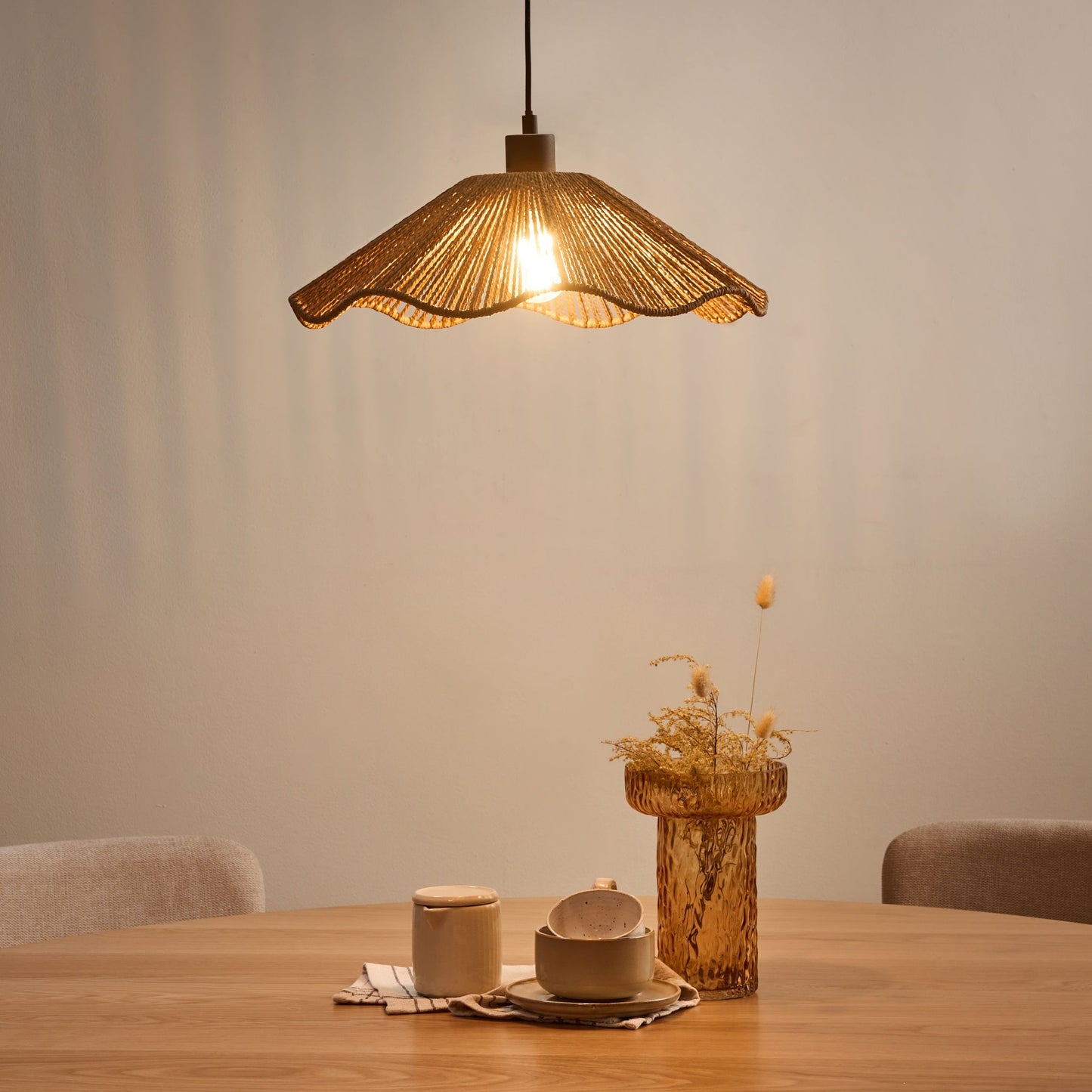 Pendant Lamp Natural Handmade Paper Shade Rustic Boho