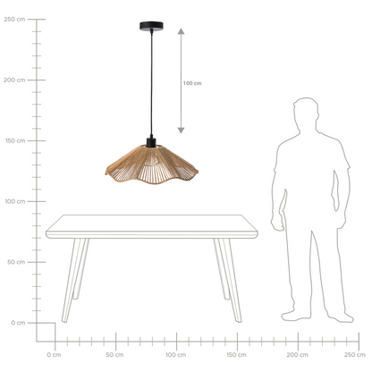 Pendant Lamp Natural Handmade Paper Shade Rustic Boho
