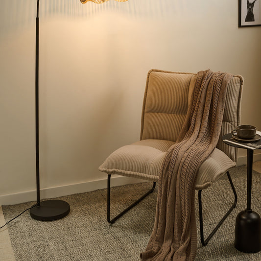 Haven Lights Natural Handmade Paper Shade Floor Lamp With Metal Base