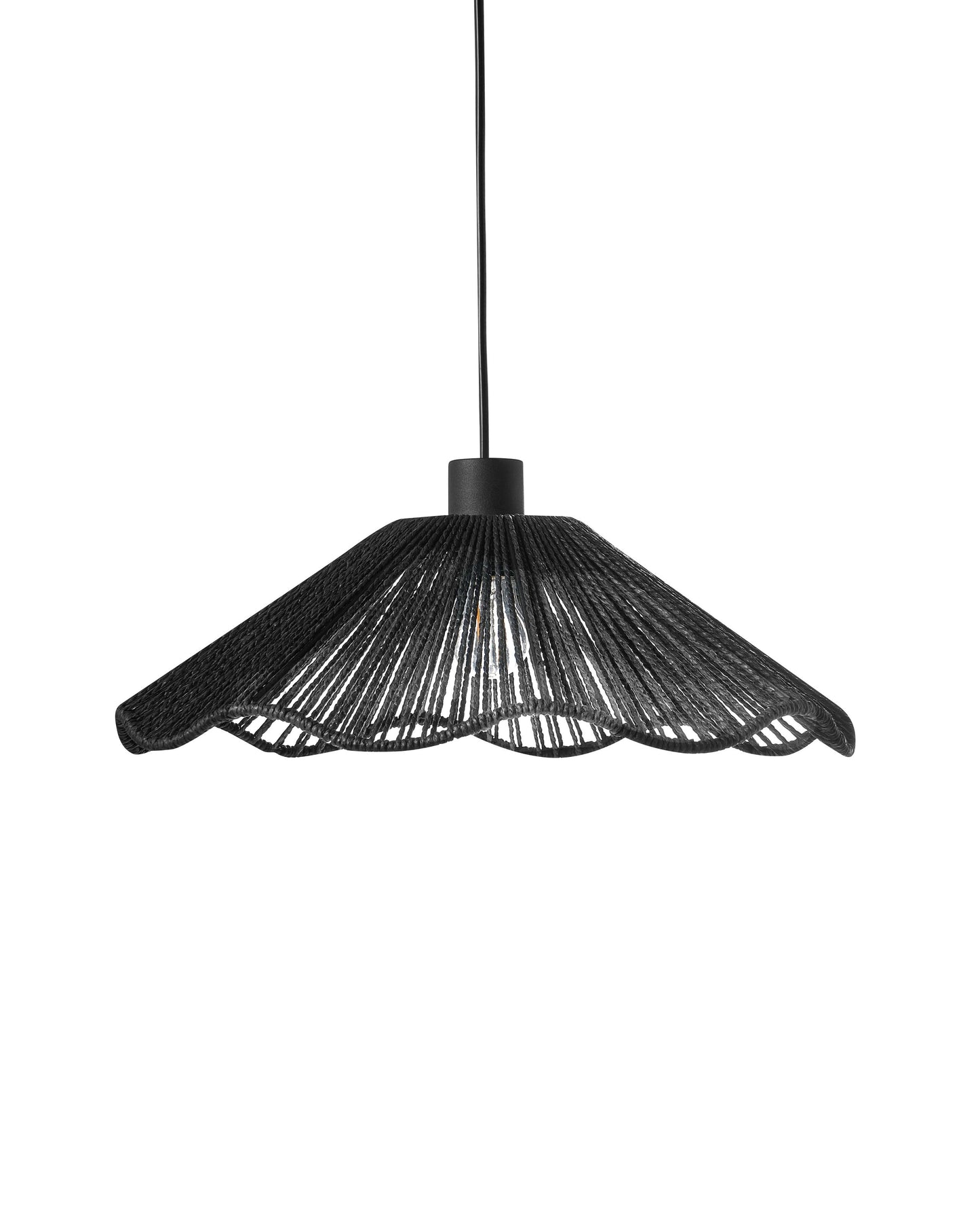 Pendant Lamp Black Handmade Paper Shade Metal Base Rustic Modern Home Lighting