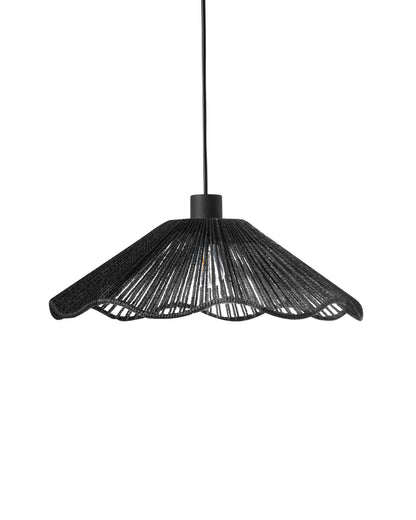 Pendant Lamp Black Handmade Paper Shade Metal Base Rustic Modern Home Lighting