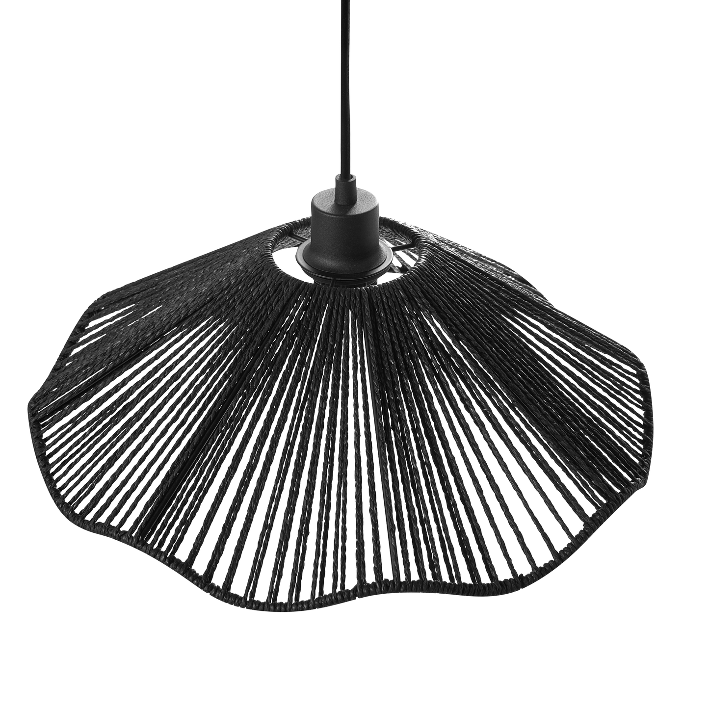 Pendant Lamp Black Handmade Paper Shade Metal Base Rustic Modern Home Lighting