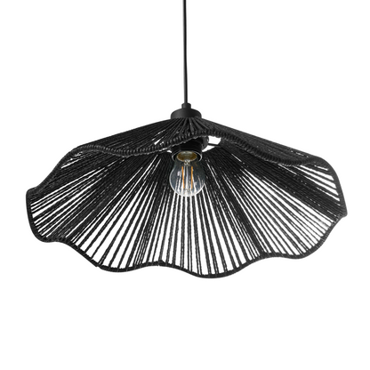 Pendant Lamp Black Handmade Paper Shade Metal Base Rustic Modern Home Lighting