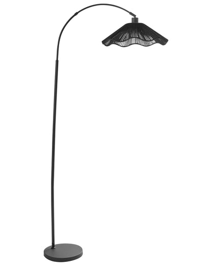 Floor Lamp Handmade Paper Shade Black Metal Base
