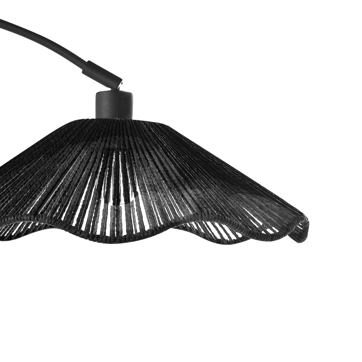 Floor Lamp Handmade Paper Shade Black Metal Base