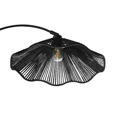 Floor Lamp Handmade Paper Shade Black Metal Base