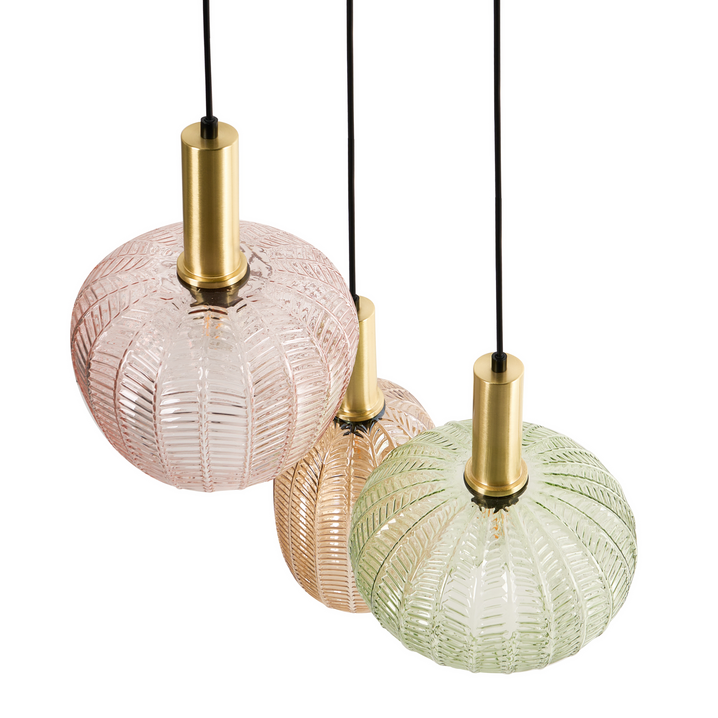 3 Light Pendant Lamp With Multicolour Glass Shades And Metal Base Retro Style