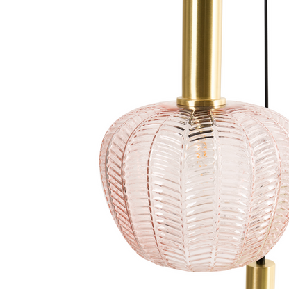 3 Light Pendant Lamp With Multicolour Glass Shades And Metal Base Retro Style