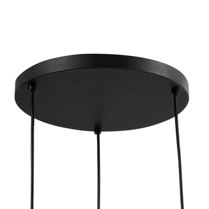 3-Light Pendant Lamp With Glass Shades Retro Metal Base