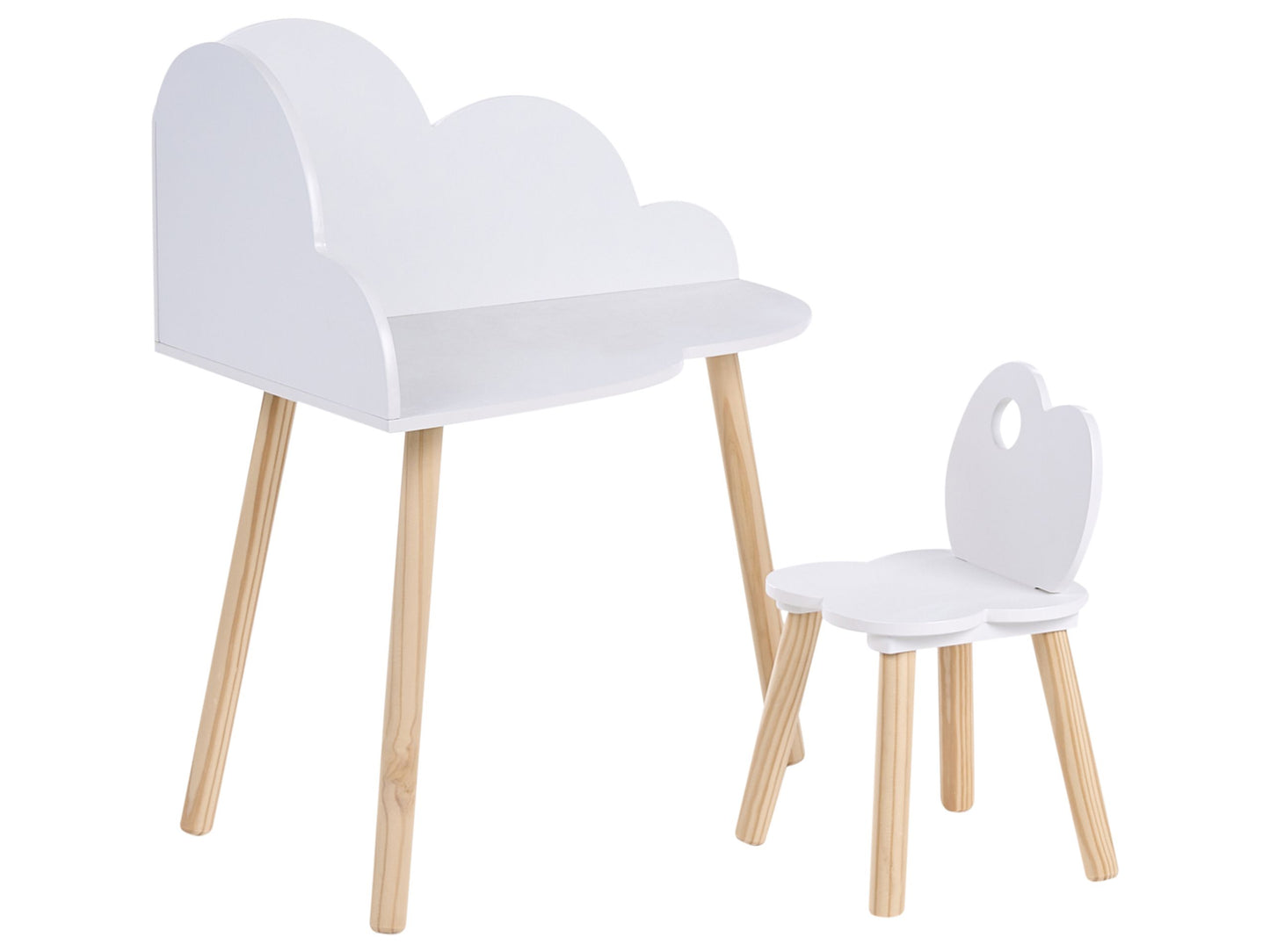 CloudNest White 1 Seater Kids Corner Set With Chair Cloud Pattern