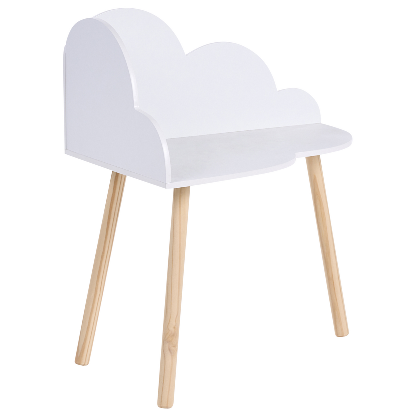 CloudNest White 1 Seater Kids Corner Set With Chair Cloud Pattern