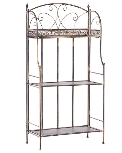 Iron Plant Shelf Black Rustic Freestanding Outdoor
