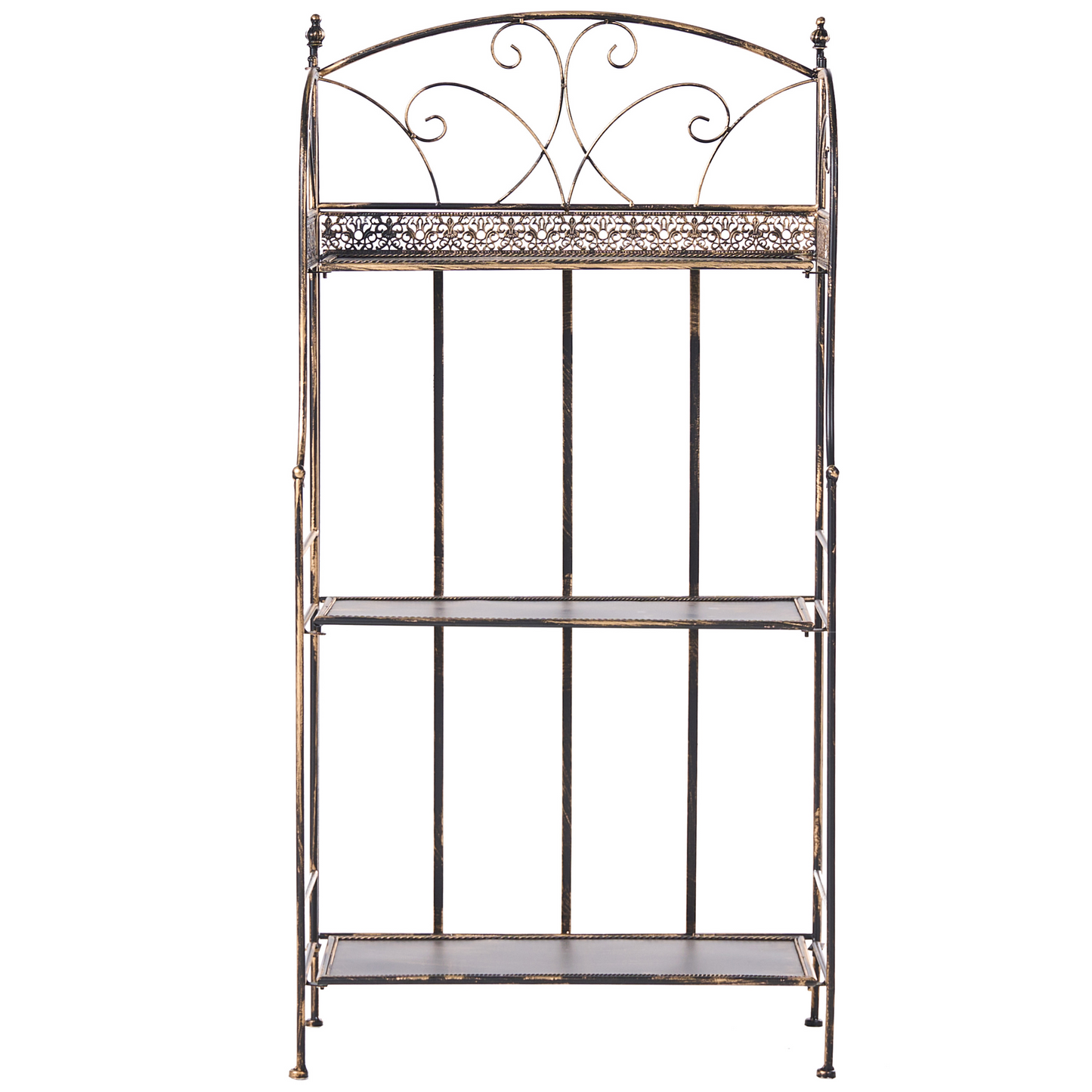 Iron Plant Shelf Black Rustic Freestanding Outdoor