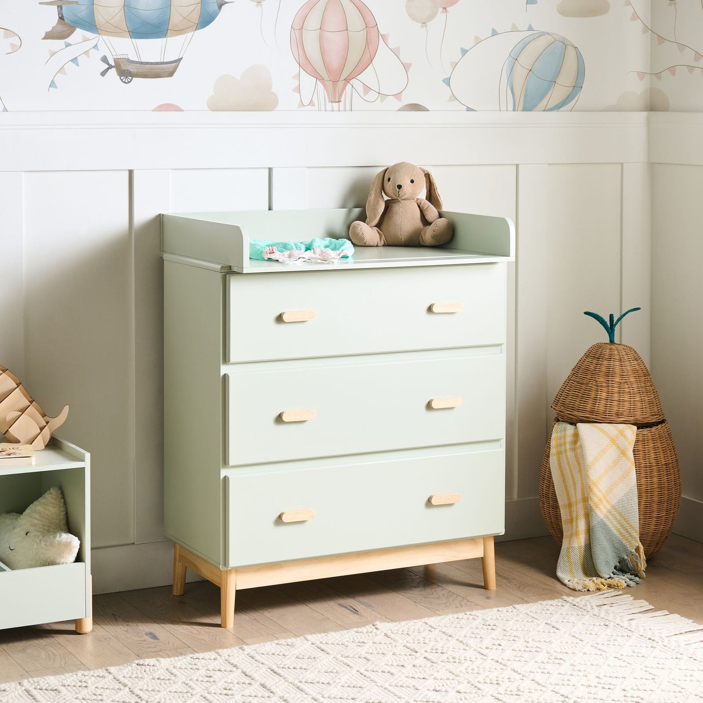 LunaNest Changing Table Dresser Light Green MDF With Drawers