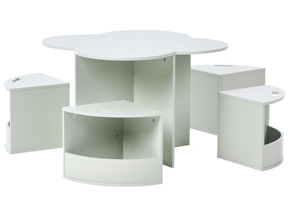 BrightNest 4 Seater Kids Table And Chairs Set Light Green Storage