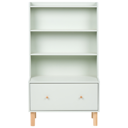BrightNest 3 Tier Bookshelf Light Green MDF Pine Wood Legs Playroom Storage For Kids