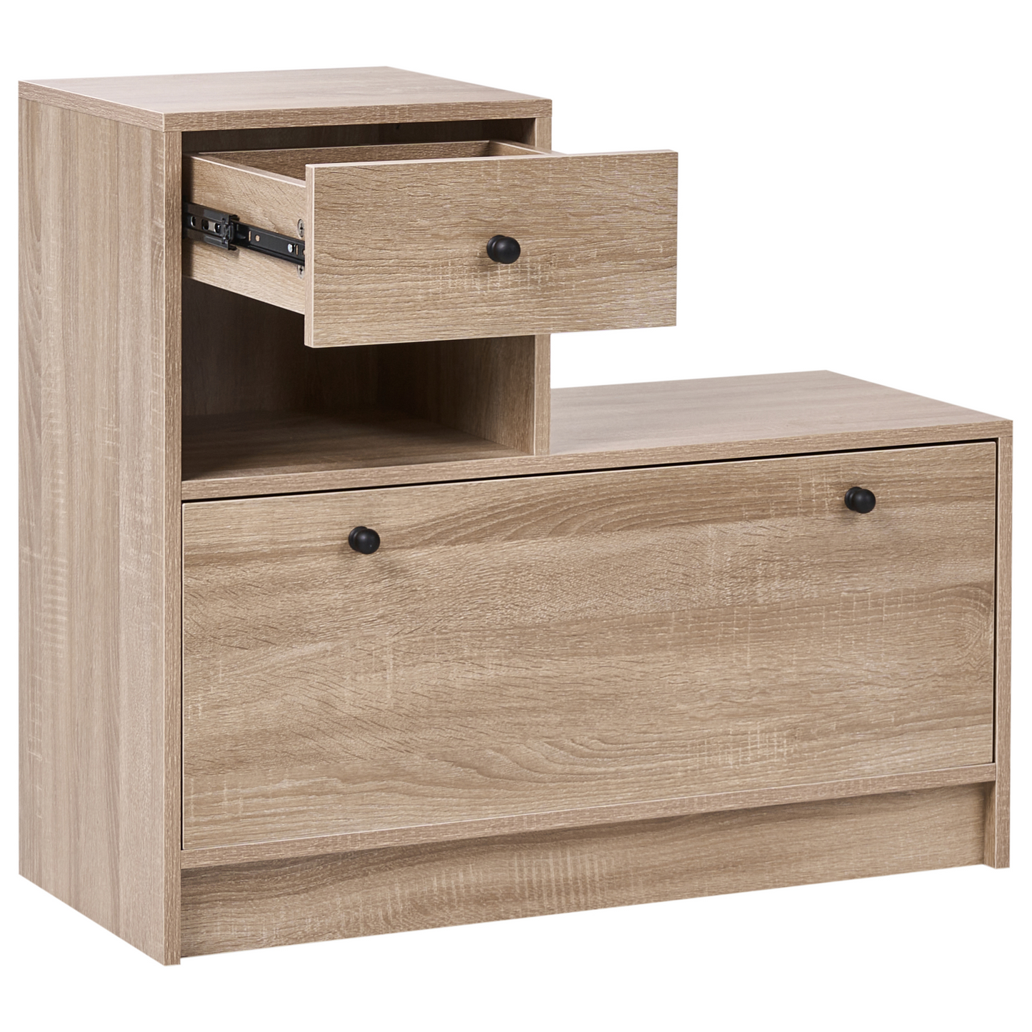 Hallway Set Light Brown Chipboard Hall Tree Shoe Cabinet