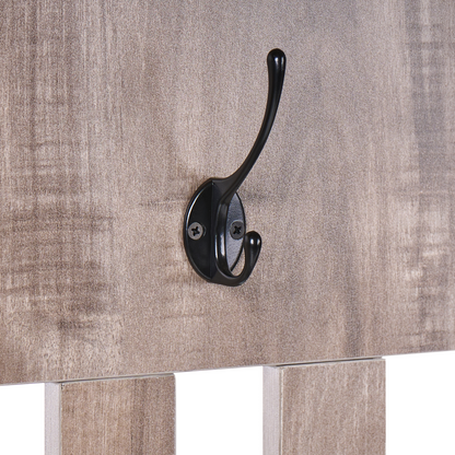 DarkBrown Shoe Storage With Coat Rack 10 Cubbies 5 Hooks