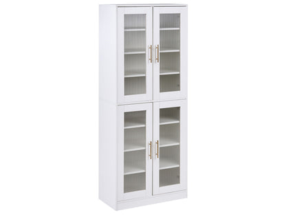 Shoe Cabinet Tall 2 Doors 8 Shelves with LED Stripe