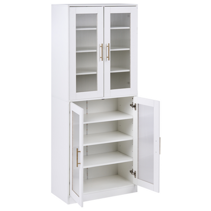 Shoe Cabinet Tall 2 Doors 8 Shelves with LED Stripe