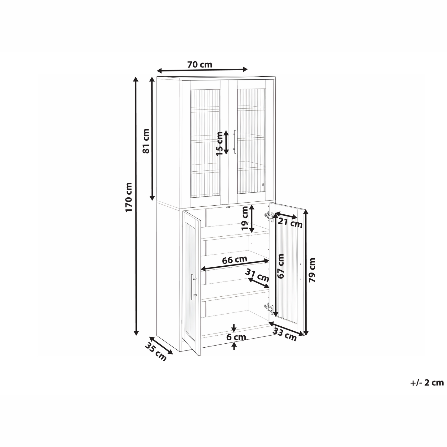 Shoe Cabinet Tall 2 Doors 8 Shelves with LED Stripe