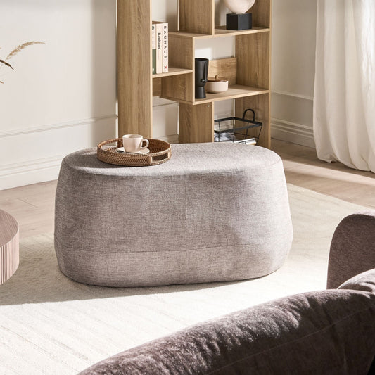Taupe Fabric Upholstered Bed Stool Pouffe