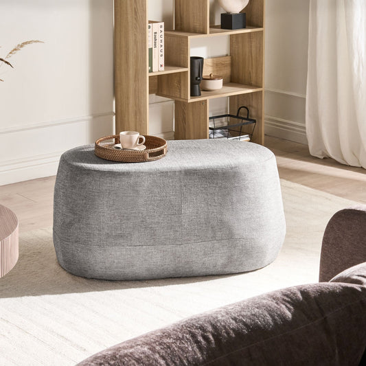Light Grey Fabric Upholstered Accent Bench Stool
