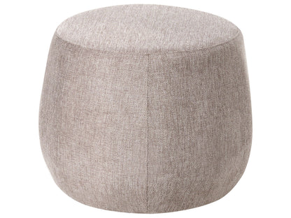 Pouffe Light Brown Taupe Upholstered Round Drum Ottoman