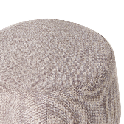Pouffe Light Brown Taupe Upholstered Round Drum Ottoman
