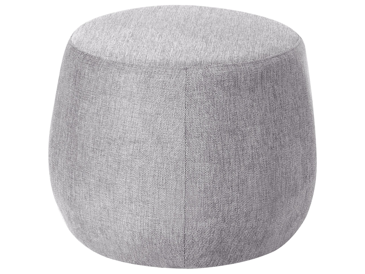 Pouffe Light Grey Fabric Upholstered Round Ottoman