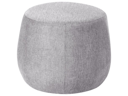 Pouffe Light Grey Fabric Upholstered Round Ottoman