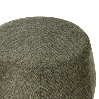 Pouffe Dark Green Fabric Upholstered Ottoman Drum