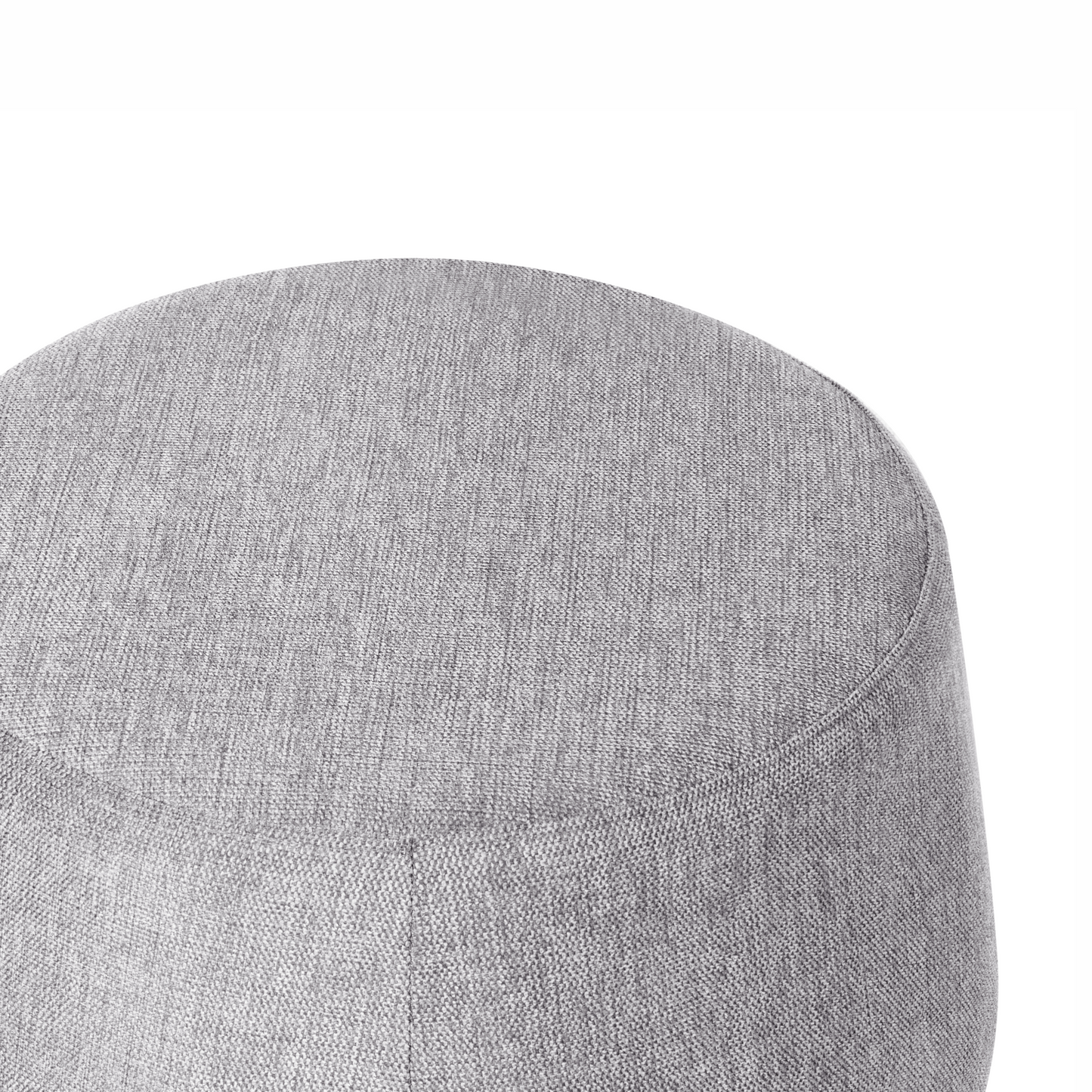 Pouffe Light Grey Fabric Upholstered Round Ottoman