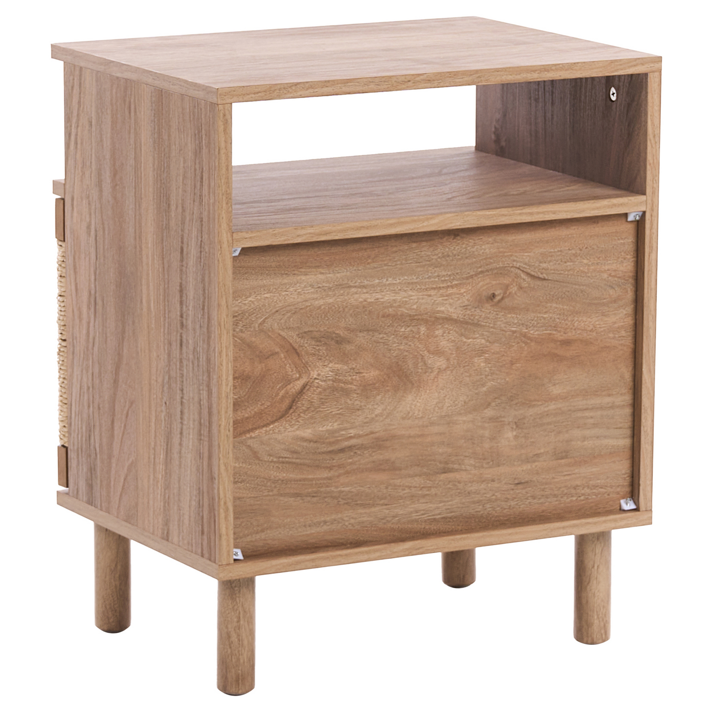 Boho Bedside Table With Paper Rope Detail And Pinewood Legs