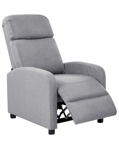 Reclining Armchair Grey Faux Linen With Adjustable Backrest