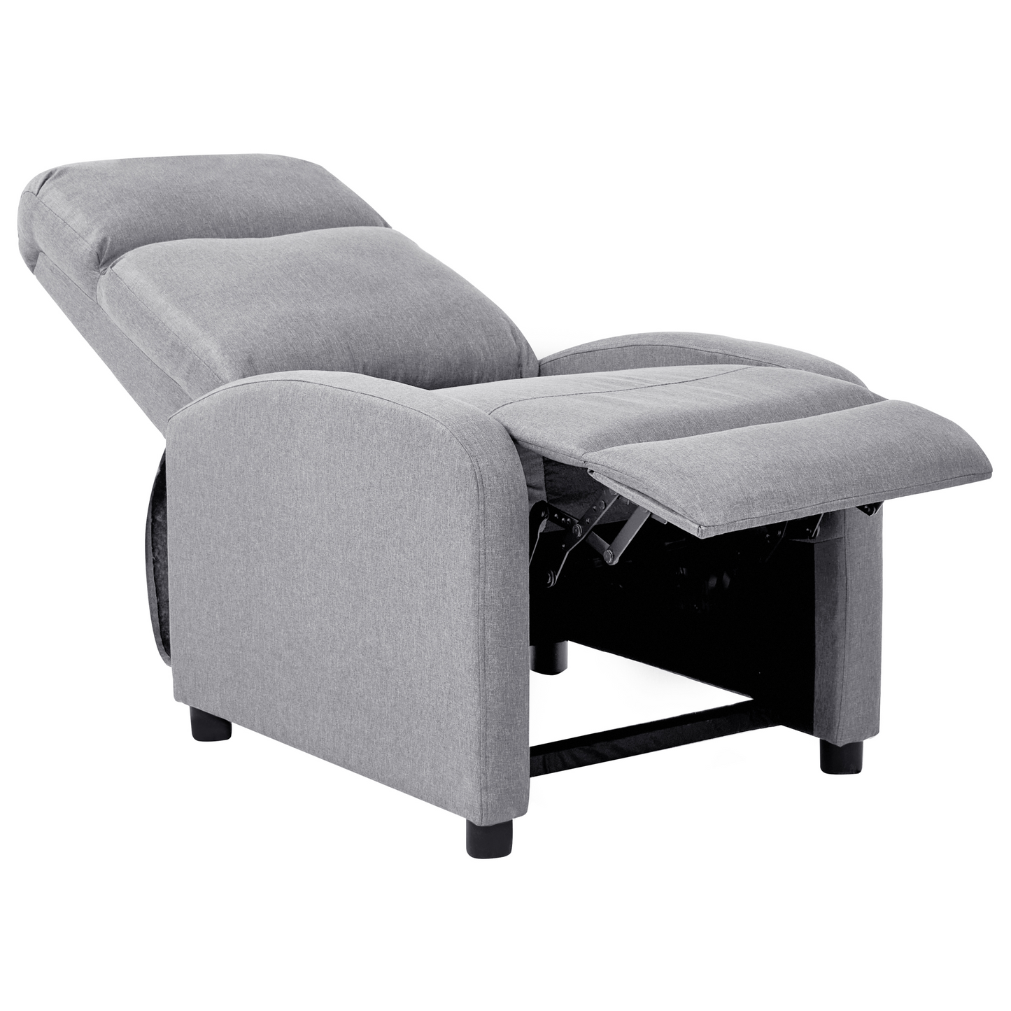 Reclining Armchair Grey Faux Linen With Adjustable Backrest