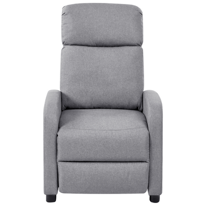 Reclining Armchair Grey Faux Linen With Adjustable Backrest