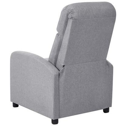 Reclining Armchair Grey Faux Linen With Adjustable Backrest