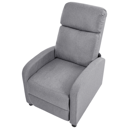 Reclining Armchair Grey Faux Linen With Adjustable Backrest