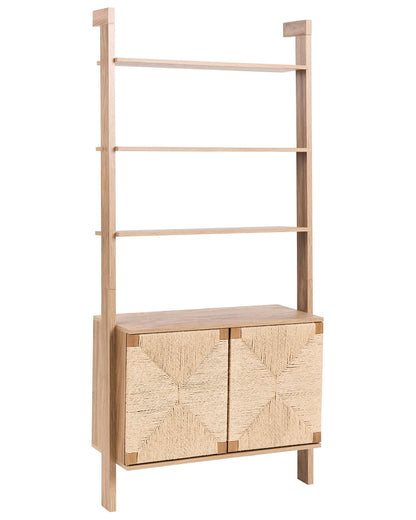 Bookcase Light Brown Particle Board With Paper Rope