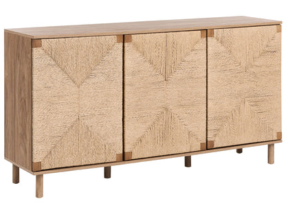 3 Door Sideboard Brown Particle Board 150cm Paper Rope