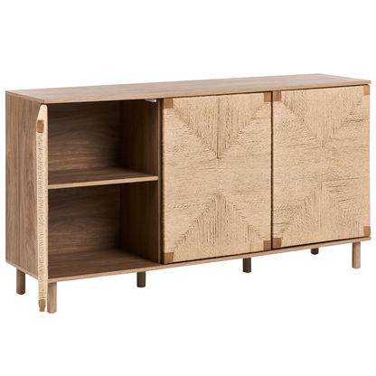 3 Door Sideboard Brown Particle Board 150cm Paper Rope