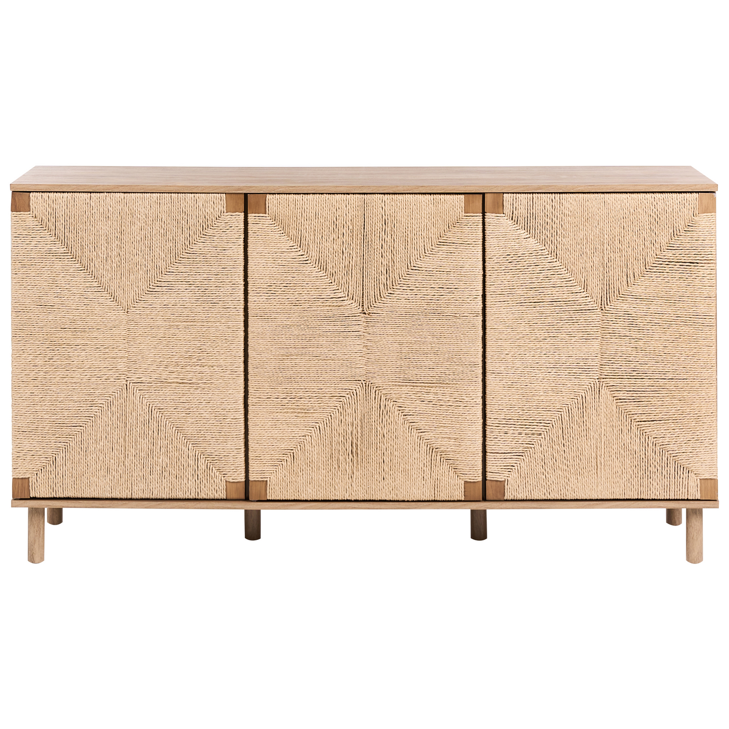 3 Door Sideboard Brown Particle Board 150cm Paper Rope