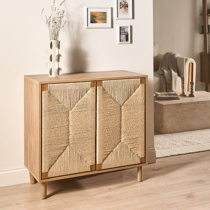 2 Door Sideboard Light Brown 80cm Paper Rope Front