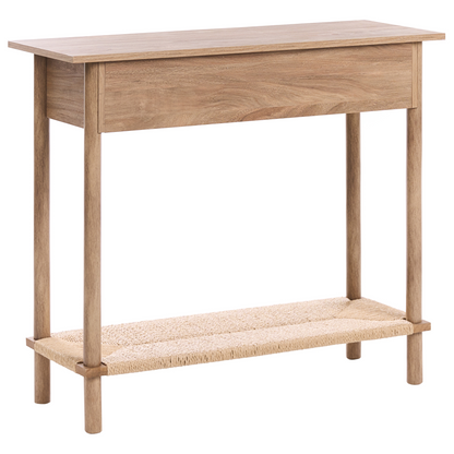 Console Table Two Drawer Light Brown Particle Board With Paper Rope Fronts Modern Boho Living Room