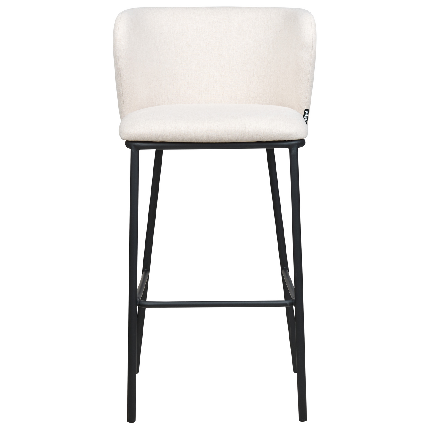 Set Of 2 Bar Chairs Off White Polyester Curved Backrest