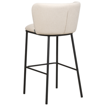 Set Of 2 Bar Chairs Off White Polyester Curved Backrest